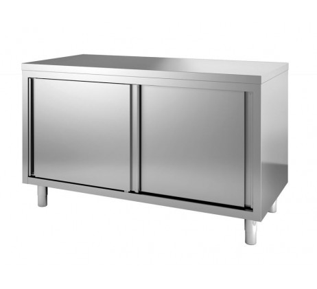 Table armoire en inox - portes coulissantes - P600