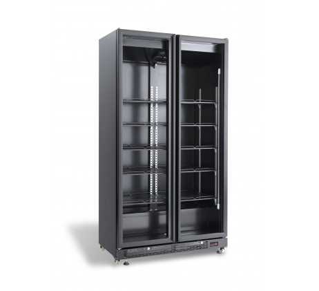 Réfrigérateur 2 portes en verre noir nap-850