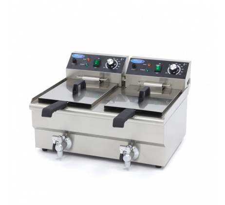 Friteuse - 2 x 10 L - 2 paniers - avec robinet...