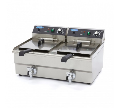 Friteuse - 2 x 16 L - 2 paniers - avec robinet...