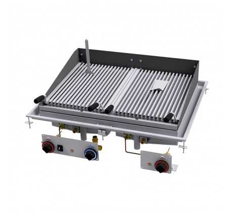 Grill pierre de lave à gaz drop-in 2x 38x52 |...