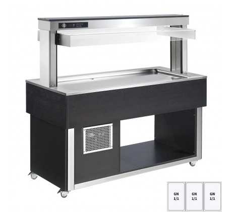 Buffet à froid positif GN 3-1/1 - 30 mm, Wenge...