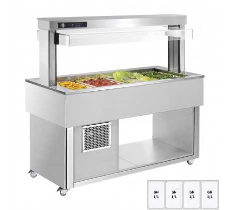 Buffet à froid positif GN 4-1/1 - 200 mm, RAL...