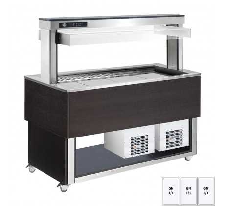 Buffet à froid positif, réglable GN 3-1/1 Wenge...
