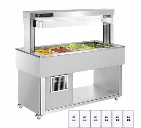 Buffet à froid positif GN 6-1/1 - 200 mm, RAL...