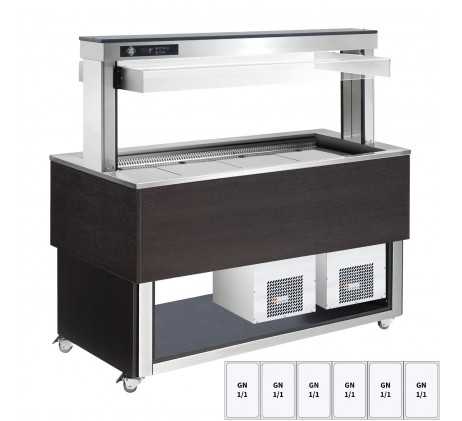 Buffet à froid positif, réglable GN 6-1/1 Wenge...