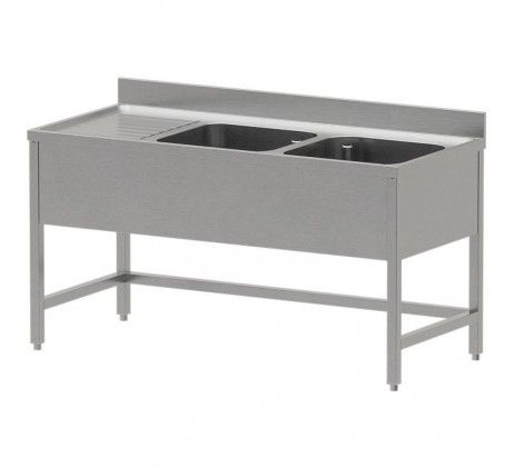 Plonge inox ECO 2 cuves égouttoir gauche, sans...