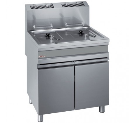 Friteuse gaz 2 cuves 15 litres sur armoire -...