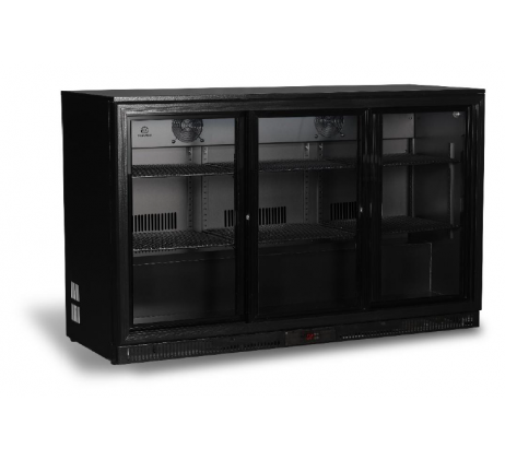 Arrière bar noir ventilé 3 portes coulissantes