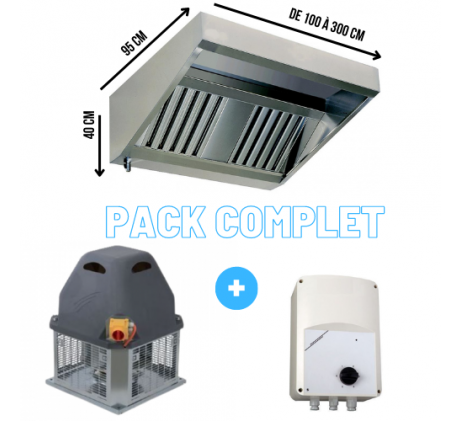 Pack Hotte 400°/2H 230V - Hotte 1 à 3 mètres -...
